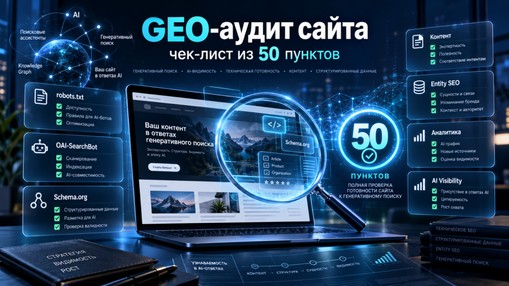 GEO-аудит сайта: чек-лист проверки готовности сайта к ChatGPT Search, AI-поиску и генеративным ответам