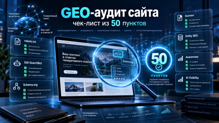 GEO-аудит сайта: чек-лист проверки готовности сайта к ChatGPT Search, AI-поиску и генеративным ответам