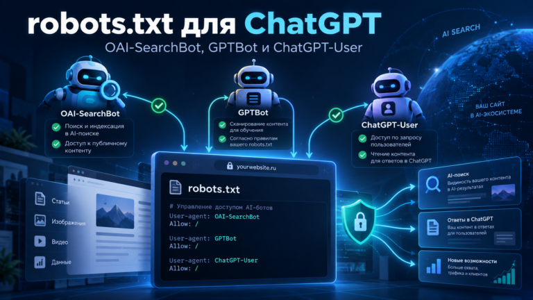 robots.txt для ChatGPT: настройка OAI-SearchBot, GPTBot и ChatGPT-User для AI-поиска